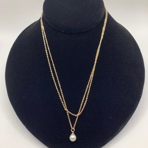 Faux Pearl Gold-tone Double-Stranded Necklace